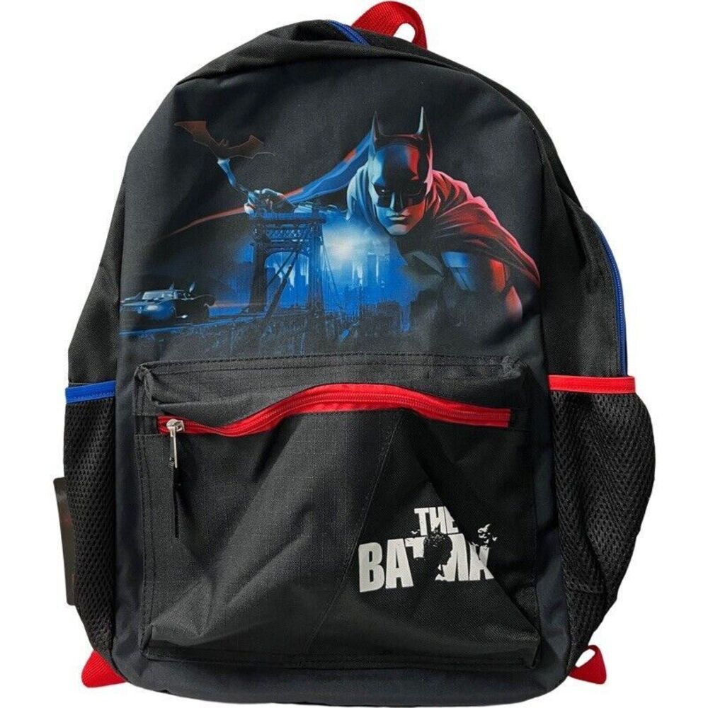 DC Comics The Batman 2022 Backpack 17" Book Bag Black Adjustable Straps NEW